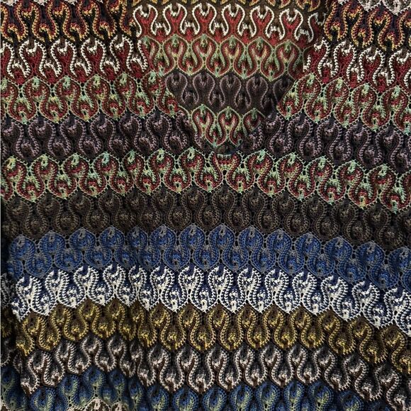 Y2K Venezia Size XLarge Retro Crinkle Textured Swirly V Neck Flare Sleeve Blouse - Picture 5 of 11